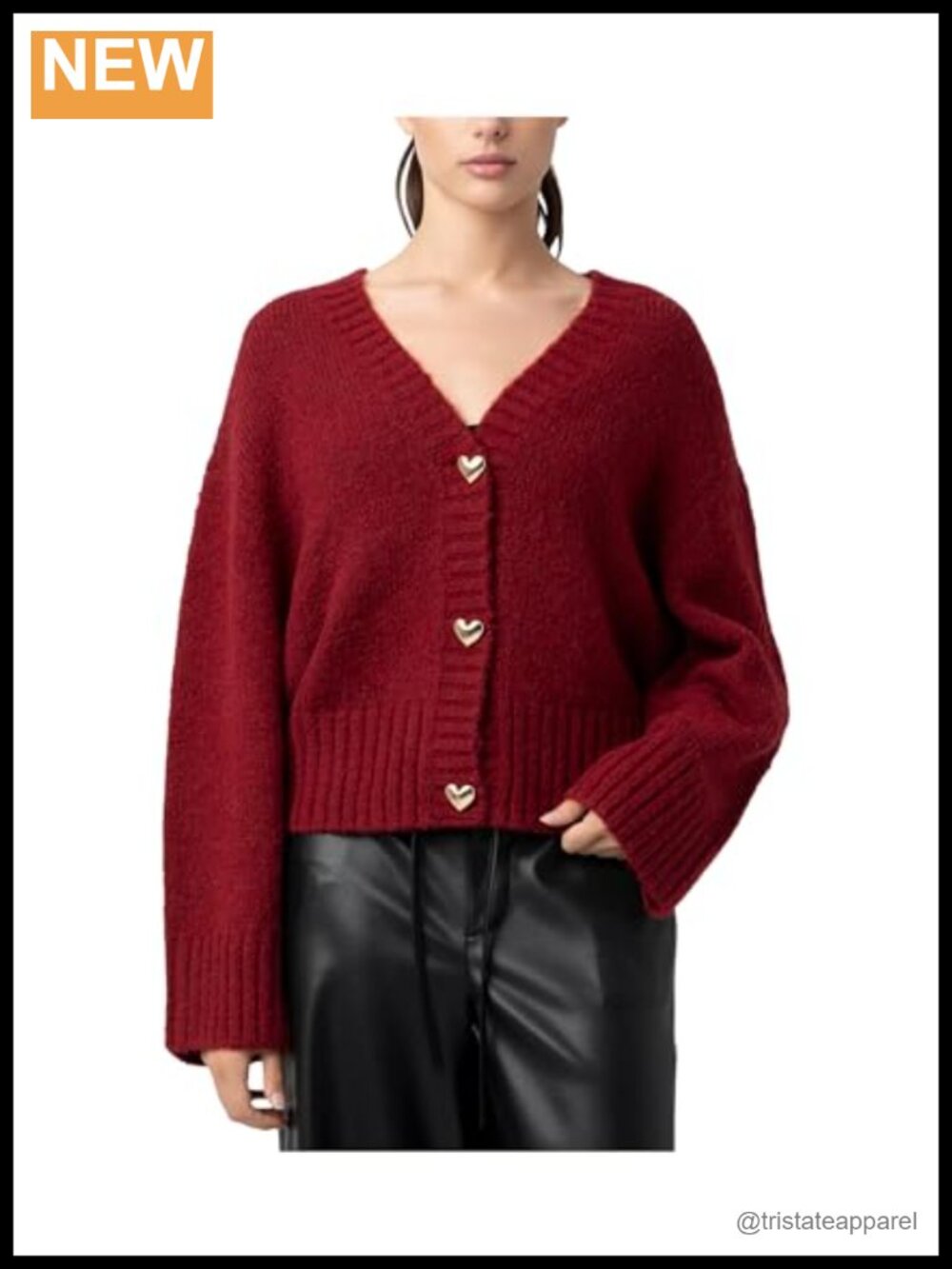 Women's Cardigan Sweater with Heart Buttons